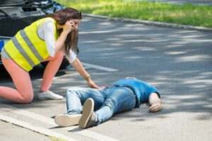 Woman calls Fresno lawyer for a pedestrian accident victim.